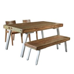Rackhams Aaron Wood & Metal Medium Dining Table 1.5m - Wood - 150CM X 90CM X 76CM  (LXDXH) - Dining Table - thumbnail 6