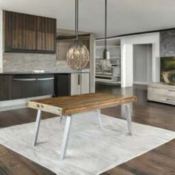 Rackhams Aaron Wood & Metal Medium Dining Table 1.5m - Wood - 150CM X 90CM X 76CM  (LXDXH) - Dining Table - thumbnail 1