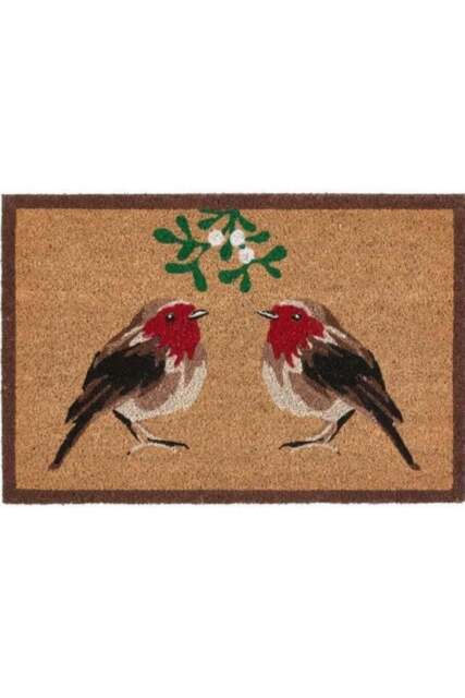 Rackhams Coir Doormat Christmas Robin Design - 40X60 cm - image 1