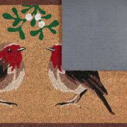 Rackhams Coir Doormat Christmas Robin Design - 40X60 cm - thumbnail 2