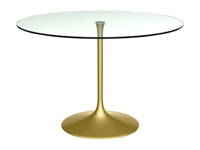 Rackhams Swan Circular Dining Table - Large - Brass - Clear Glass - image 1