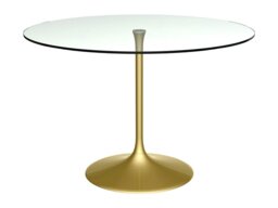Rackhams Swan Circular Dining Table - Large - Brass - Clear Glass