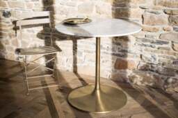 Rackhams Swan Circular Dining Table - Large - Brass - Clear Glass - thumbnail 5