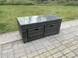 Rackhams 11 Seater Rattan Garden Furniture Set with Rectangular Coffee Table, 2 Corner Side Tables & 2 Stools - thumbnail 4