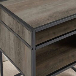 Rackhams Industrial Square Side Table With Open Storage Grey Walnut - thumbnail 2