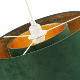 Rackhams Forest Green Velvet Fabric Pendant Shade with Gold Faux Leather Lining - thumbnail 5