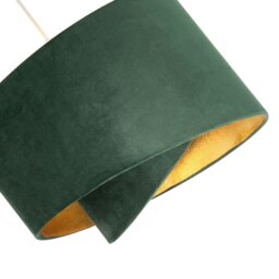 Rackhams Forest Green Velvet Fabric Pendant Shade with Gold Faux Leather Lining - thumbnail 3