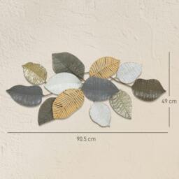 Rackhams Modern Wall Art with Leaf Design, Metal Hanging Decoration - Metal Wall Art - 1 - Tan, Light Gold, Grey, White, Natural - thumbnail 5