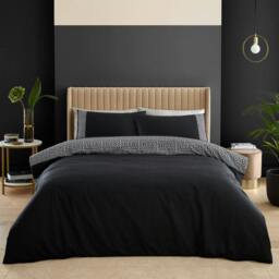 Rackhams Artemis Greek Key  Duvet Cover Set - Black - Double - thumbnail 1