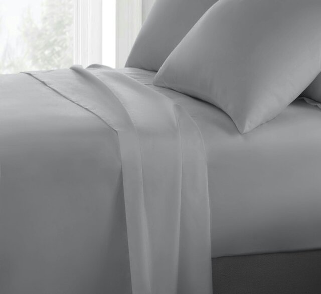Rackhams 200 Thread Count Percale Cotton Flat Sheet - Grey - Double - image 1