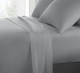 Rackhams 200 Thread Count Percale Cotton Flat Sheet - Grey - Double - thumbnail 1