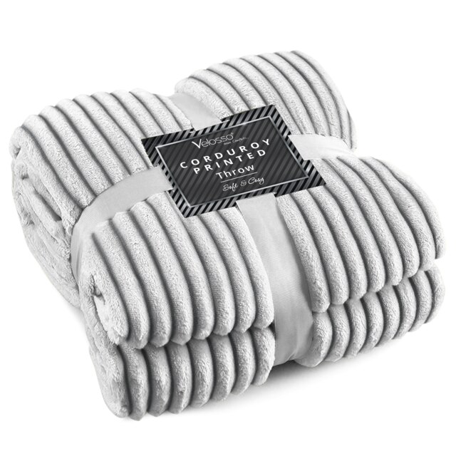 Rackhams Corduroy Printed Throw - 127cm x 152cm - Charcoal - image 1