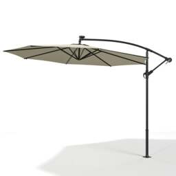 Rackhams 3M Cantilever Garden Parasols Beige/Light Grey/Dark Grey Iron Banana Umbrella with LED Lights - Cross base+Petal water tank base - Light Grey - thumbnail 6