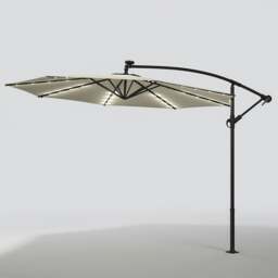 Rackhams 3M Cantilever Garden Parasols Beige/Light Grey/Dark Grey Iron Banana Umbrella with LED Lights - Cross base+Petal water tank base - Light Grey - thumbnail 5