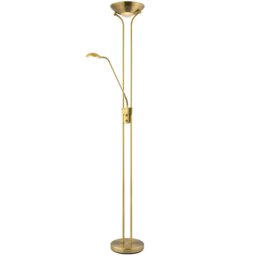 Rackhams LED Mother and Child Floor Lamp in Antique Brass with Rotary Dimmer Switches - thumbnail 2