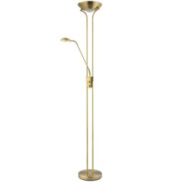 Rackhams LED Mother and Child Floor Lamp in Antique Brass with Rotary Dimmer Switches
