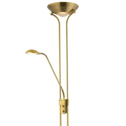 Rackhams LED Mother and Child Floor Lamp in Antique Brass with Rotary Dimmer Switches - thumbnail 3