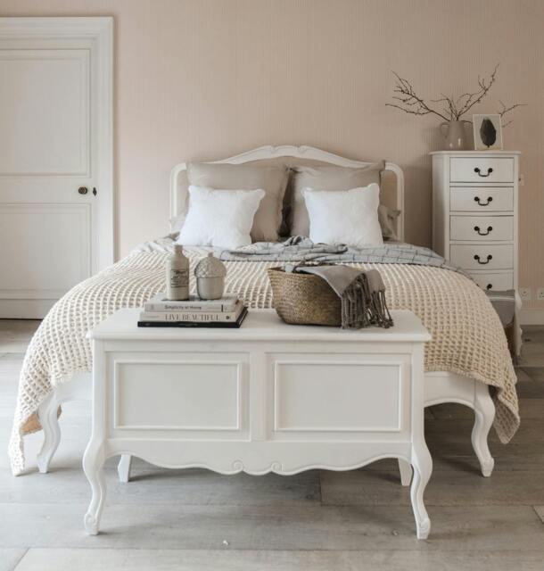 Rackhams Juliette White Bed Frame French Style with Upholstered Headboard 4ft6 5ft 6ft - Double - 1480.00 - image 1