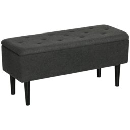 "Rackhams 15"" Ottoman Storage Box with 47L Storage Capacity - Cream - Polyester, Foam, Rubberwood - 95cmx38cmx45cm" - thumbnail 3