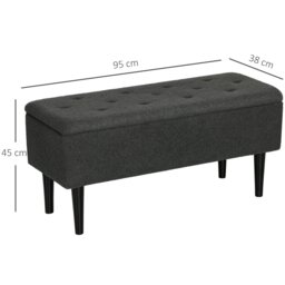 "Rackhams 15"" Ottoman Storage Box with 47L Storage Capacity - Cream - Polyester, Foam, Rubberwood - 95cmx38cmx45cm" - thumbnail 4