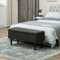 "Rackhams 15"" Ottoman Storage Box with 47L Storage Capacity - Cream - Polyester, Foam, Rubberwood - 95cmx38cmx45cm" - thumbnail 2