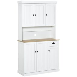 Rackhams Kitchen Cupboard Storage Cabinet Microwave Oven Stand with Storage - White - thumbnail 2