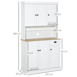Rackhams Kitchen Cupboard Storage Cabinet Microwave Oven Stand with Storage - White - thumbnail 3