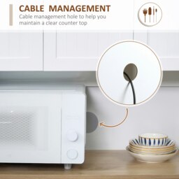 Rackhams Kitchen Cupboard Storage Cabinet Microwave Oven Stand with Storage - White - thumbnail 5