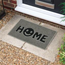 Rackhams Home Smile Inlay Embossed Doormat - Grey - thumbnail 2