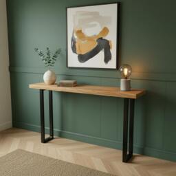 Rackhams Premium Solid Oak Console Table - 90x30cm - thumbnail 1