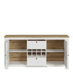 Rackhams Celesto 2 Door 2 Drawer sideboard with wine rack in White and Oak - White - 177.4 - 1 - thumbnail 2