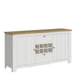Rackhams Celesto 2 Door 2 Drawer sideboard with wine rack in White and Oak - White - 177.4 - 1