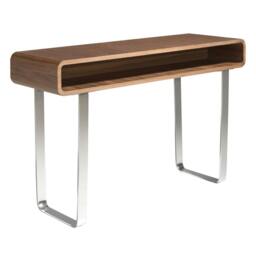 Rackhams Rectangular Walnut and Chromed Steel Console Table 3000