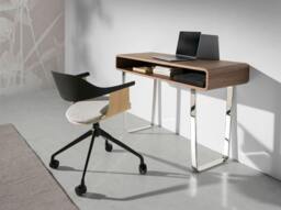 Rackhams Rectangular Walnut and Chromed Steel Console Table 3000 - thumbnail 3