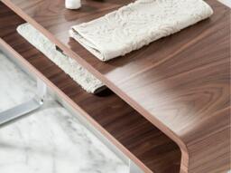 Rackhams Rectangular Walnut and Chromed Steel Console Table 3000 - thumbnail 5