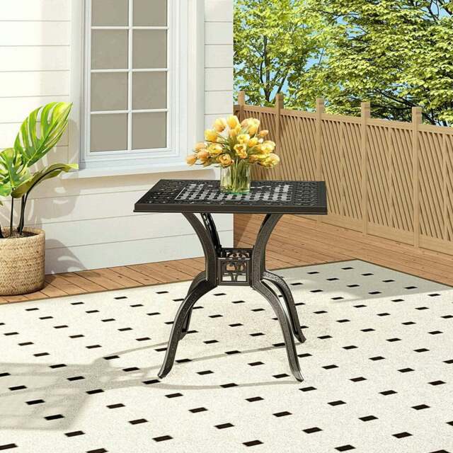 Rackhams Black Cast Aluminium Square Outdoor Dining Table - image 1