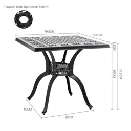 Rackhams Black Cast Aluminium Square Outdoor Dining Table - thumbnail 3