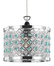 Rackhams Modern Sparkly Ceiling Pendant Light Shade with Clear and Teal Beads