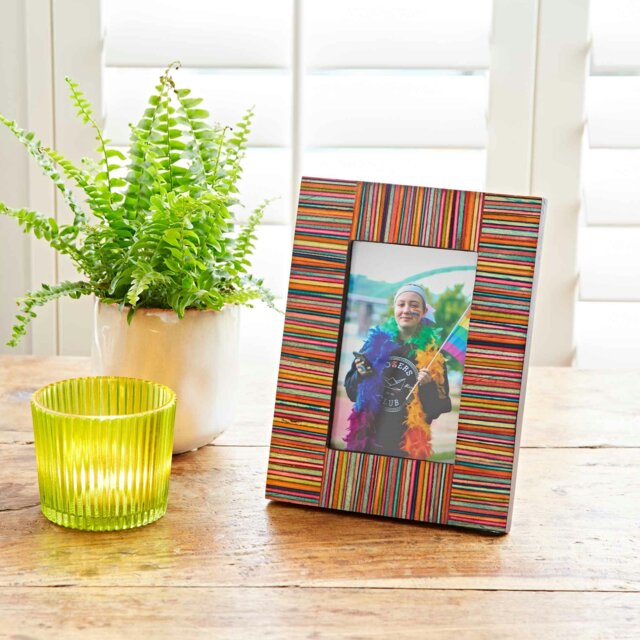 "Rackhams Dhari Multicoloured Stripe Papri Wood Photo Frame - 6"" x 4""" - image 1
