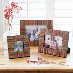 "Rackhams Dhari Multicoloured Stripe Papri Wood Photo Frame - 6"" x 4""" - thumbnail 3