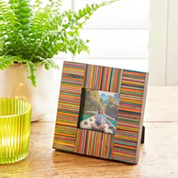 "Rackhams Dhari Multicoloured Stripe Papri Wood Photo Frame - 6"" x 4""" - thumbnail 6