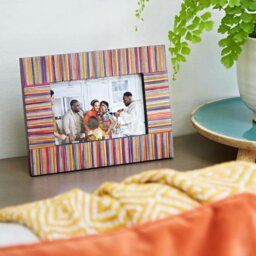 "Rackhams Dhari Multicoloured Stripe Papri Wood Photo Frame - 6"" x 4""" - thumbnail 5