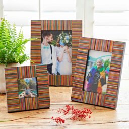 "Rackhams Dhari Multicoloured Stripe Papri Wood Photo Frame - 6"" x 4""" - thumbnail 2