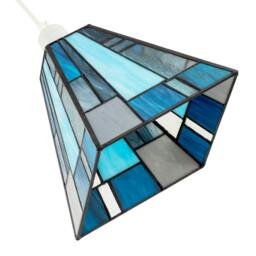 Rackhams Art Deco Tiffany Pendant Lighting Shade with Pale and Navy Blue Panels - thumbnail 5