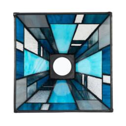 Rackhams Art Deco Tiffany Pendant Lighting Shade with Pale and Navy Blue Panels - thumbnail 4