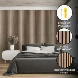 Rackhams Acoustic Slat Wall Panel - Light Walnut - thumbnail 2