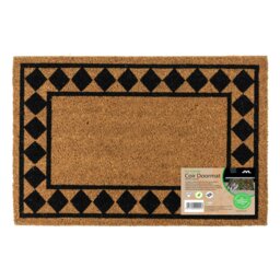 Rackhams Eco-Friendly Latex Backed Coir Entrance Doormat, 40x60cm - Diamond Border - 1 - Brown