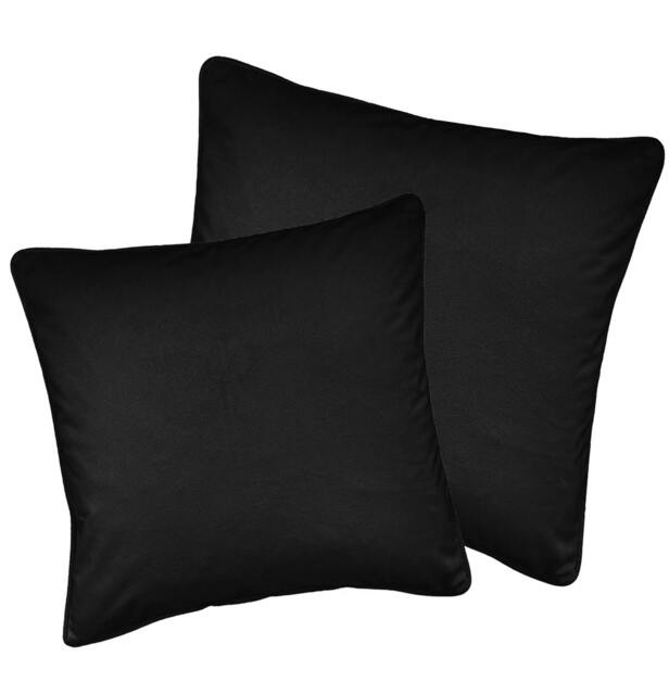 "Rackhams Pair of Soft Velvet Double Sided Zip Opening Piped Edge Cushion Covers - Cases Only - 17"" (43cm) x 17"" (43cm) - Black" - image 1