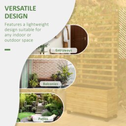 Rackhams Garden Wooden Trellis Planter Box Raised Bed w/ 4 Wheels, Natural - Natural wood finish - Fir Wood - 76cm x 30cm x 155cm - thumbnail 4