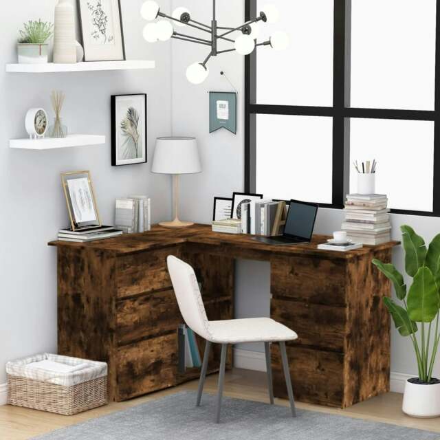 Rackhams Corner Desk Smoked Oak 145x100x76 cm Engineered Wood - Brown - Engineered wood